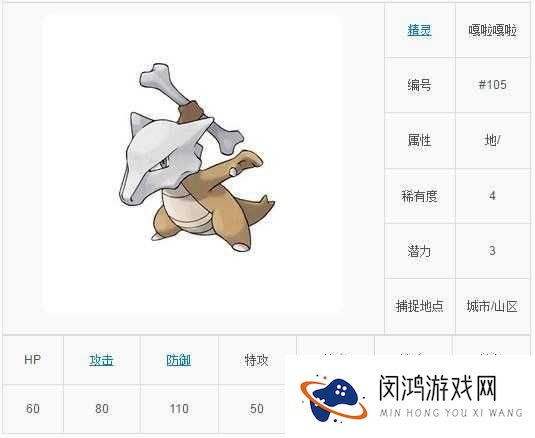 口袋妖怪复刻嘎拉嘎拉配招介绍 嘎拉嘎拉属性图鉴