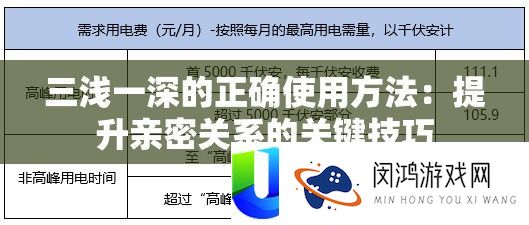 三浅一深的准确使用攻略：提拔密切关系的关头技能
